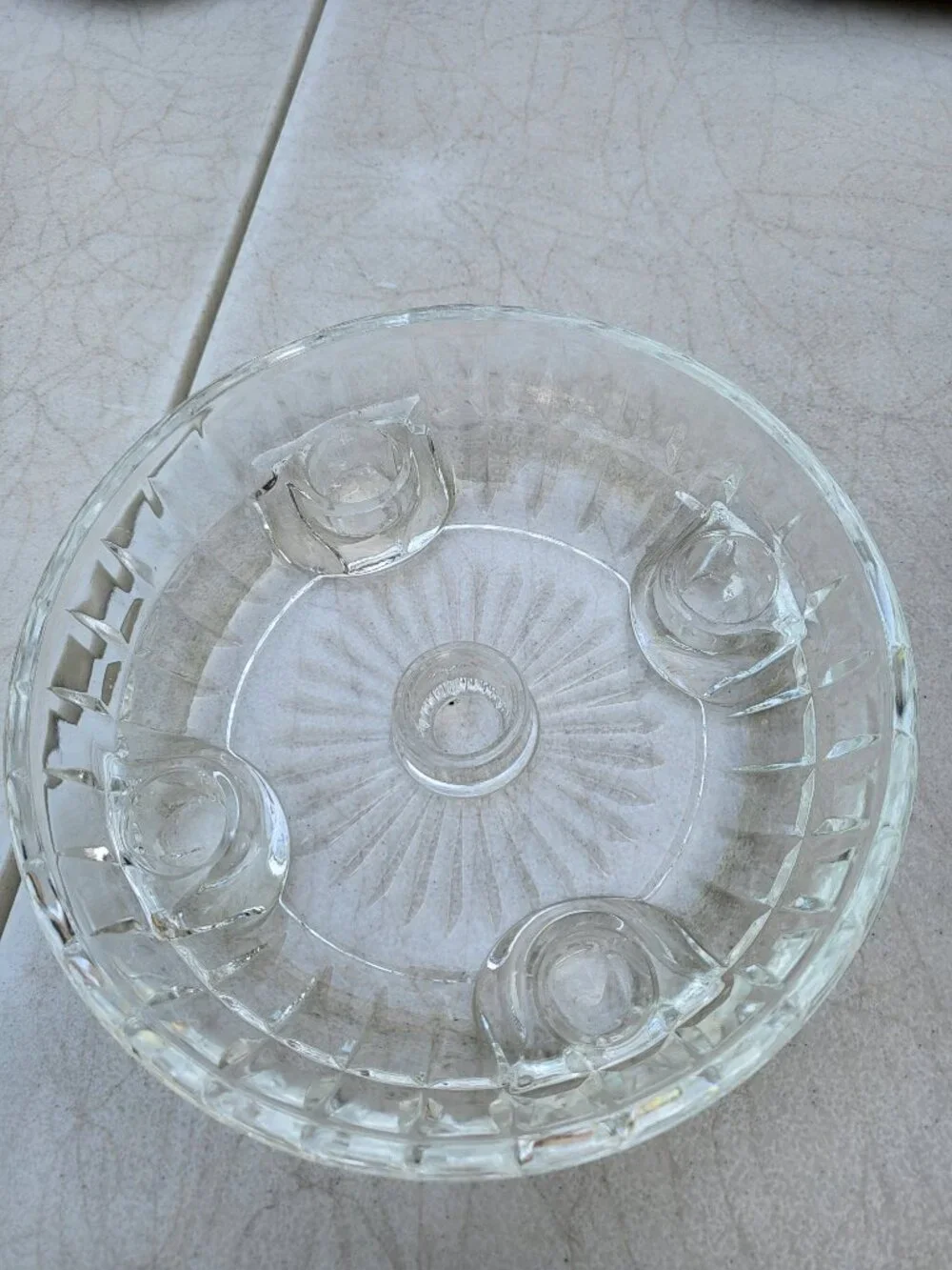NWOT 6 Pieces Crystal & Ceramic Candle Holders Clear Floral, Never Used, Classic